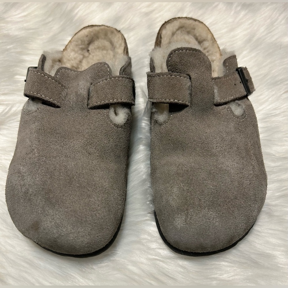Birkenstock Gray Suede Mules - Picture 2 of 5